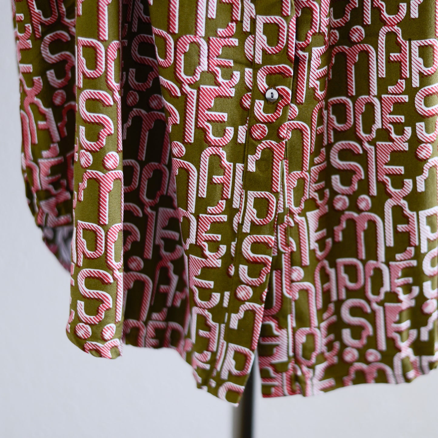 Viscose Text Print Dress Khaki×Pink