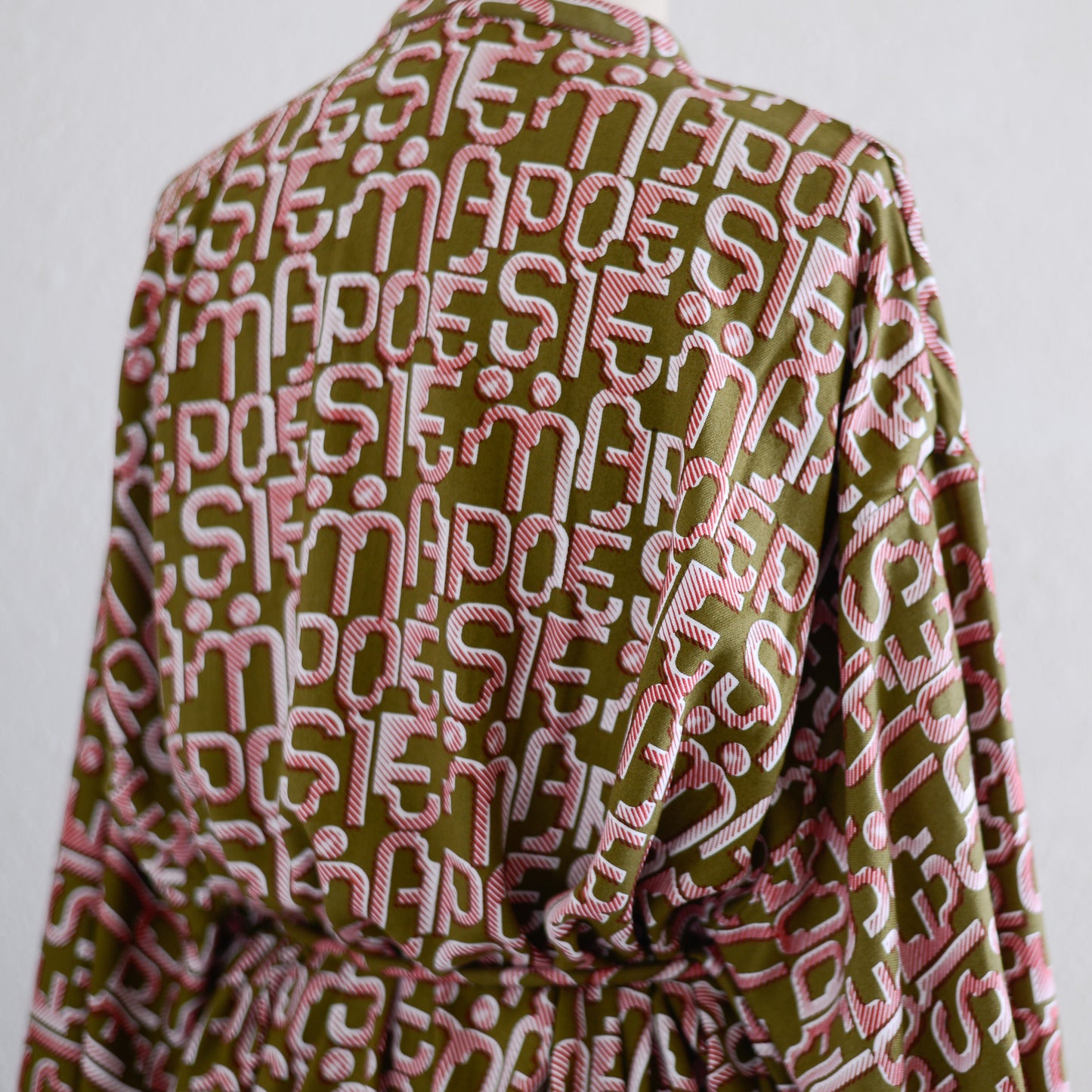 Viscose Text Print Dress Khaki×Pink