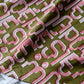 Viscose Text Print Dress Khaki×Pink