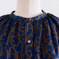 Viscose Text Print Dress Navy x Brown