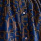Viscose Text Print Dress Navy x Brown