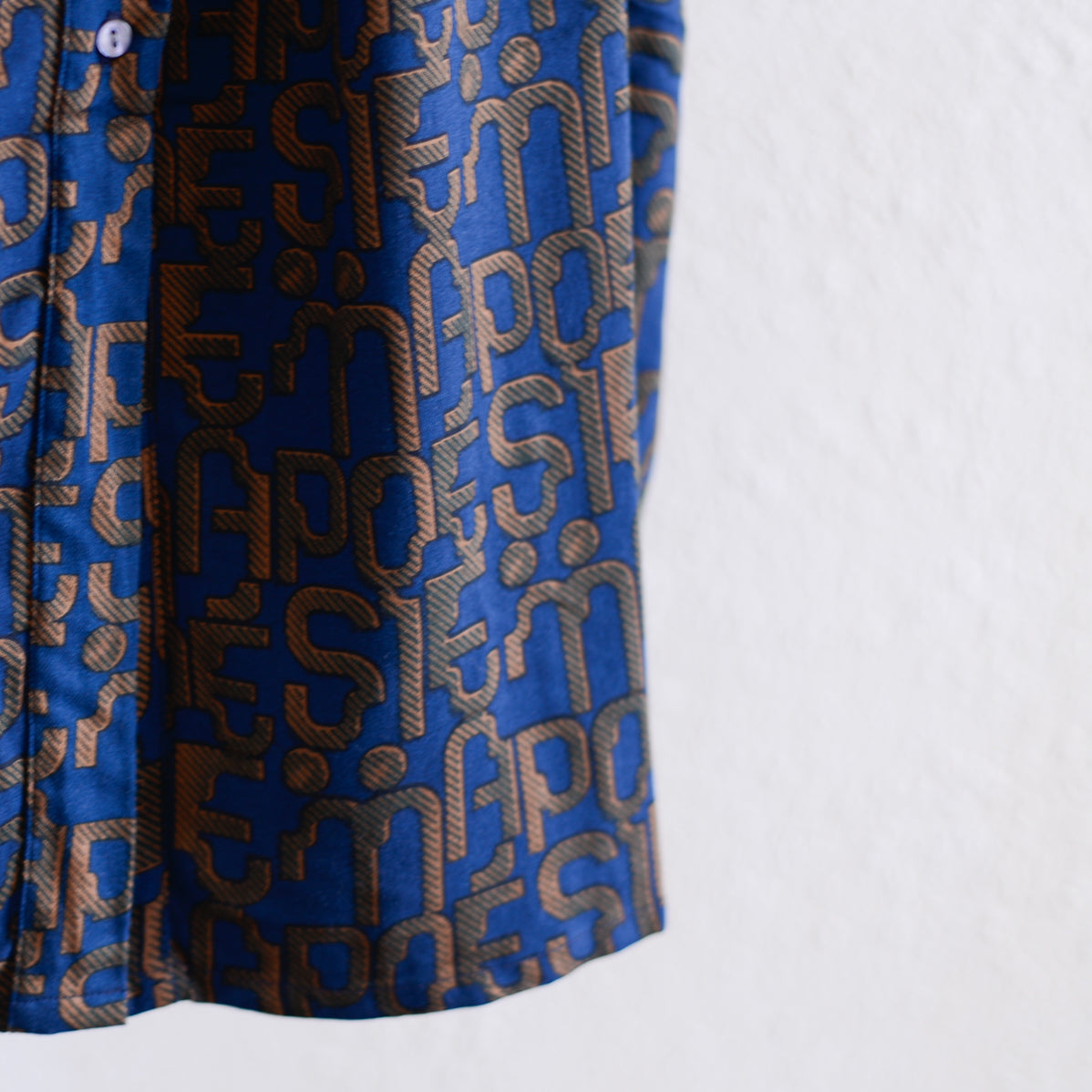 Viscose Text Print Dress Navy x Brown