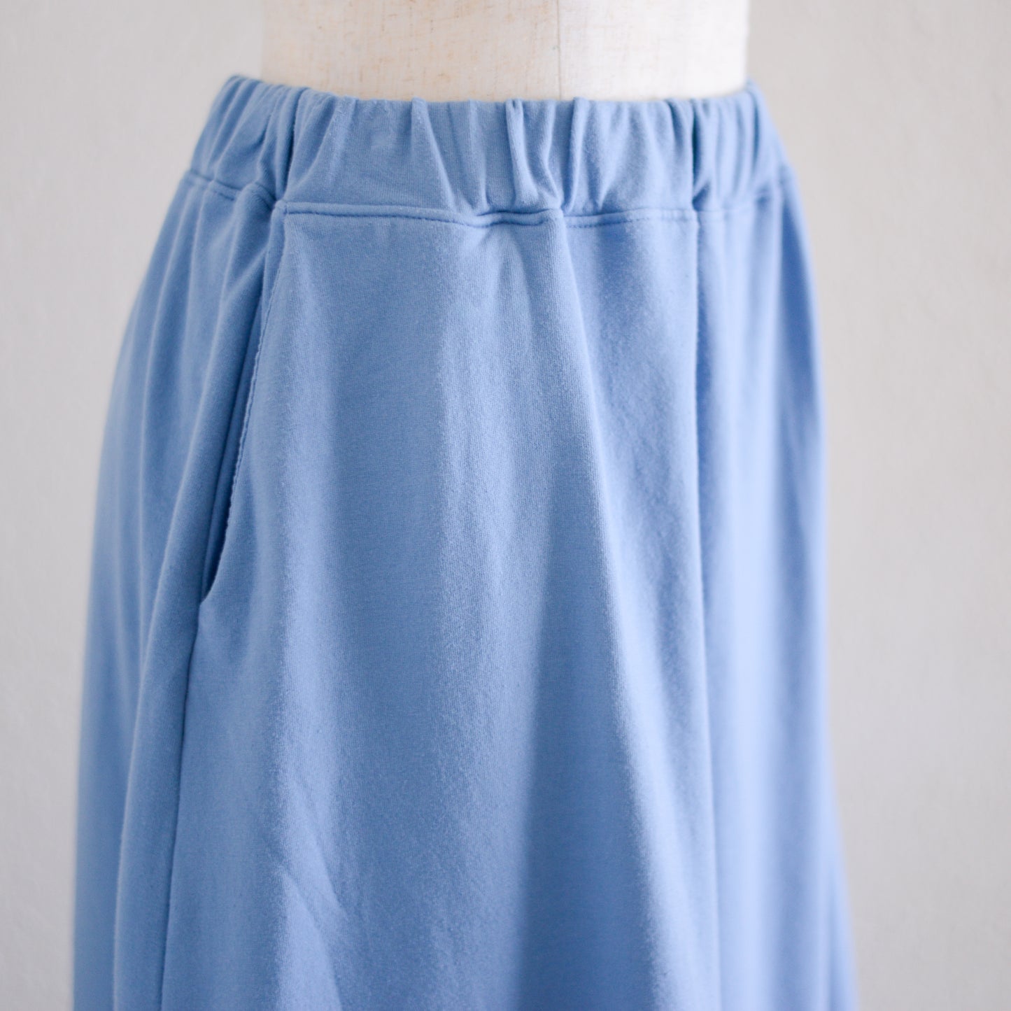 Cotton Fleece Flare Skirt Blue