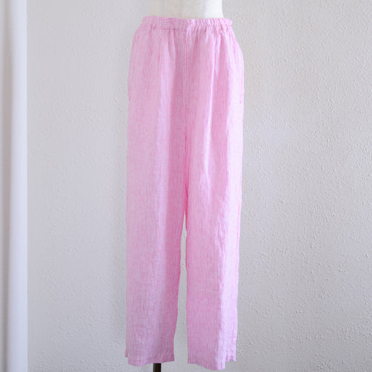 リネンストライプイージーパンツ Off White×Pink