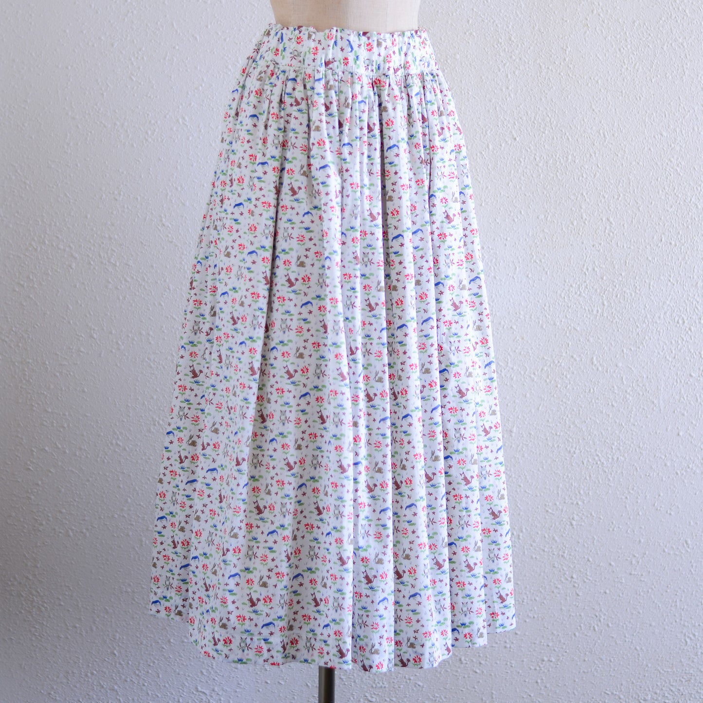 リバティプリントオーガニックコットンギャザースカート White