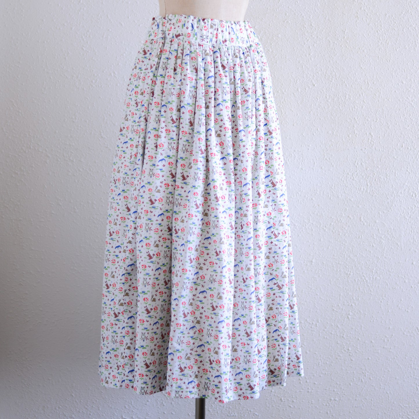 リバティプリントオーガニックコットンギャザースカート White