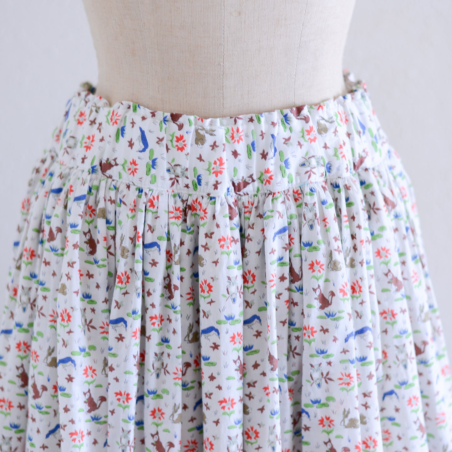 リバティプリントオーガニックコットンギャザースカート White