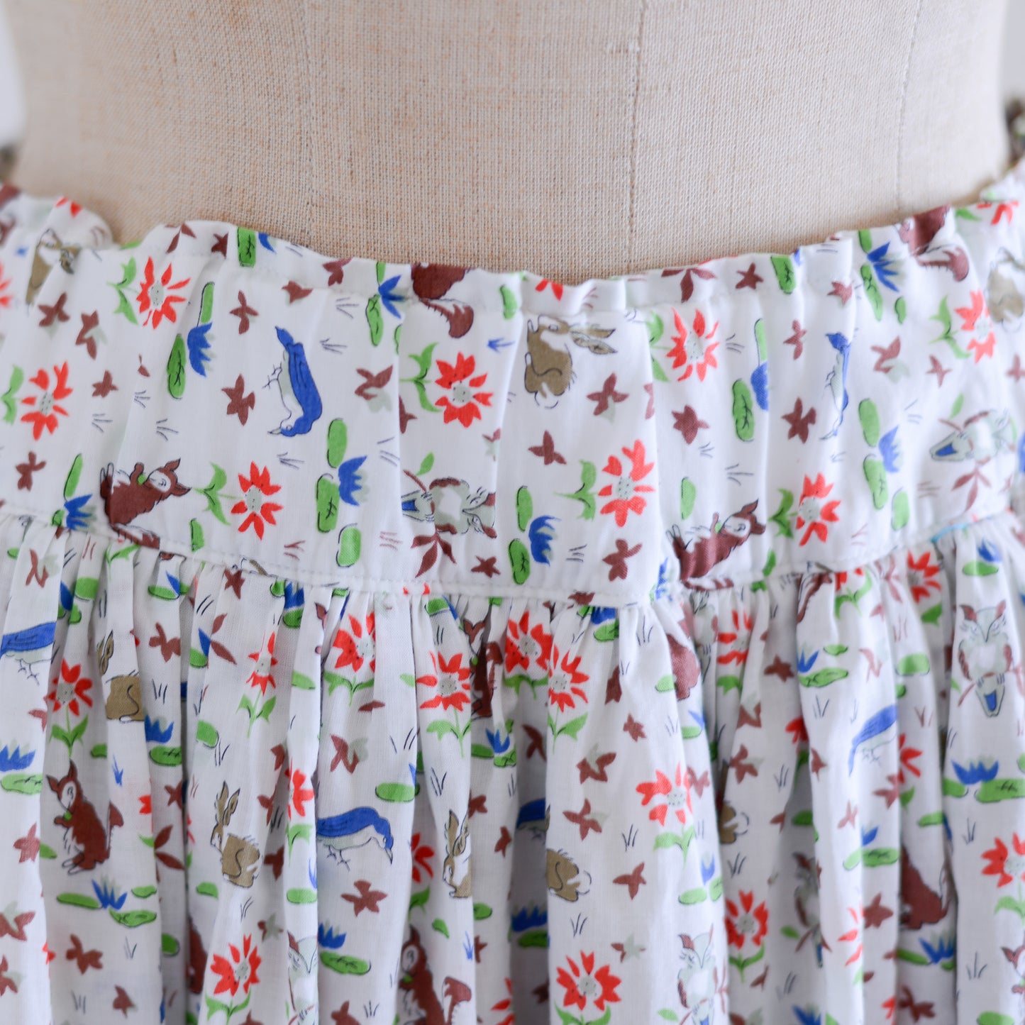 リバティプリントオーガニックコットンギャザースカート White