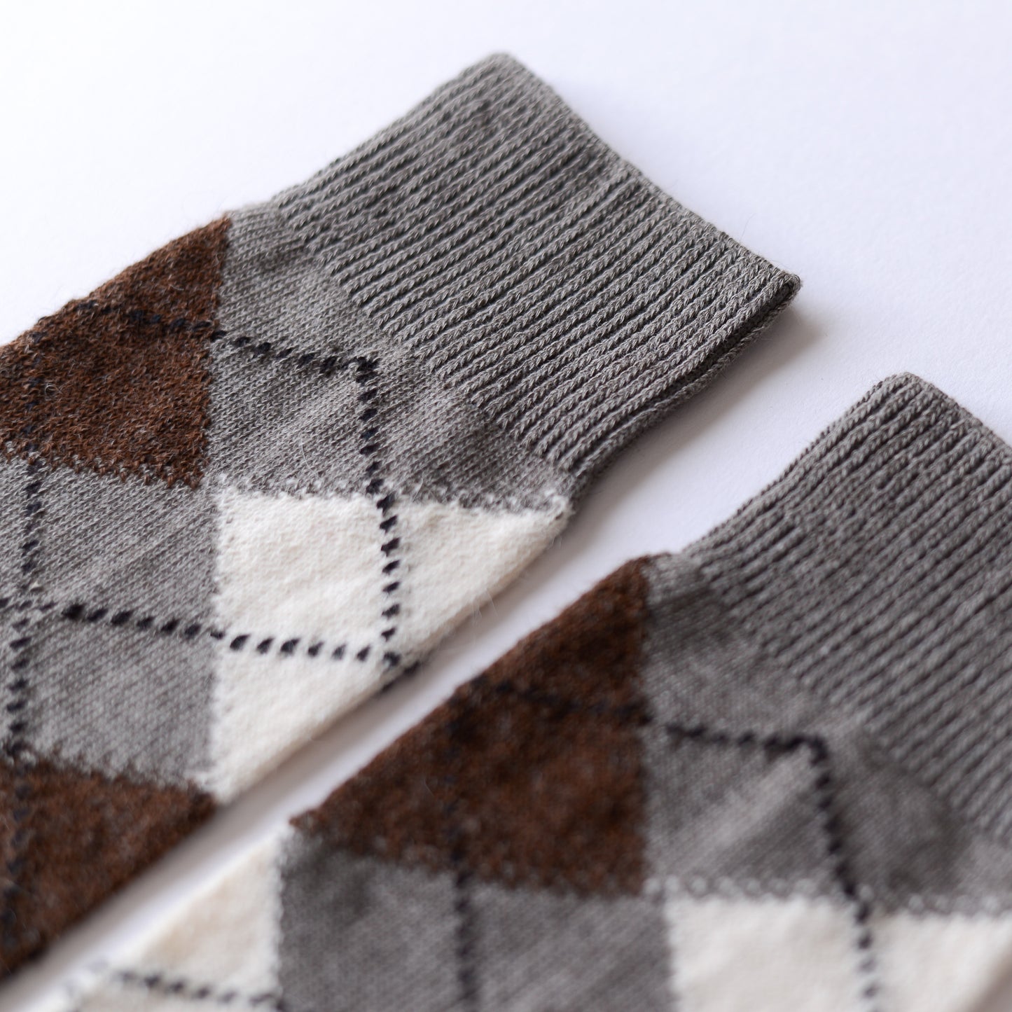 Organic Cotton Alpaca Yak Argyle Socks, Dark Gray