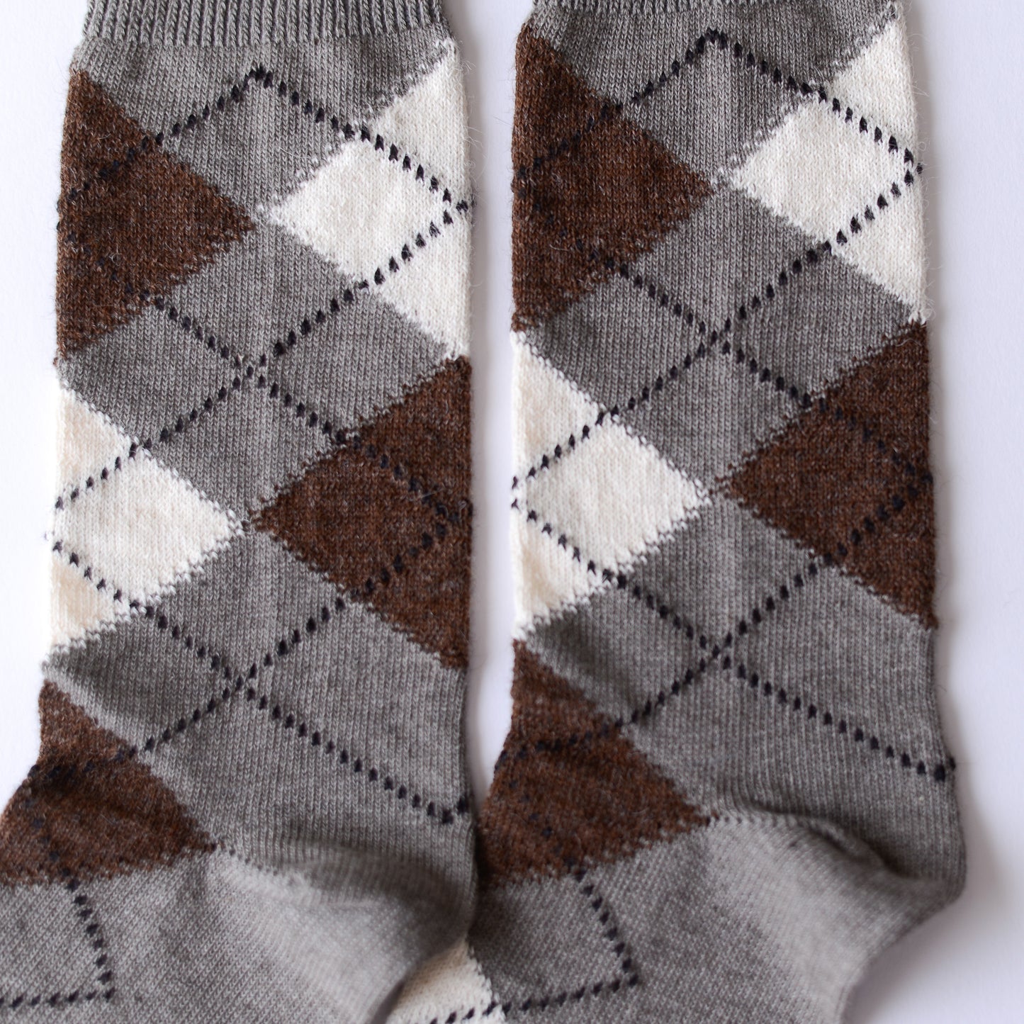 Organic Cotton Alpaca Yak Argyle Socks, Dark Gray