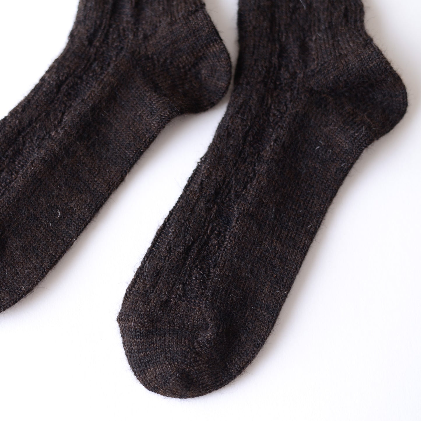 Alpaca Cable Knit Socks Dark Brown