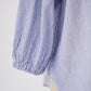 Cotton Linen Frill Collar 3/4 Sleeve Shirt Off White x Navy