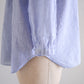 Cotton Linen Frill Collar 3/4 Sleeve Shirt Off White x Navy
