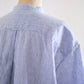 コットンリネンバンドカラー半袖シャツ Off White × Navy