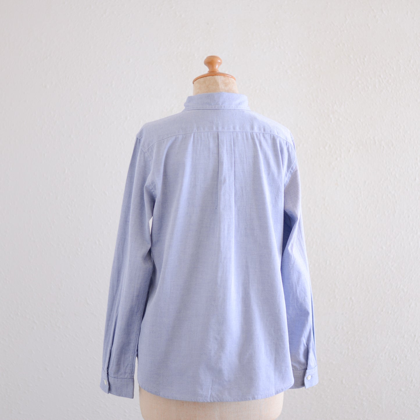 코튼 미니 포켓 라운드 칼라 셔츠 Blue