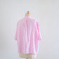 フレンチリネンストライプ半袖シャツ Off White × Pink