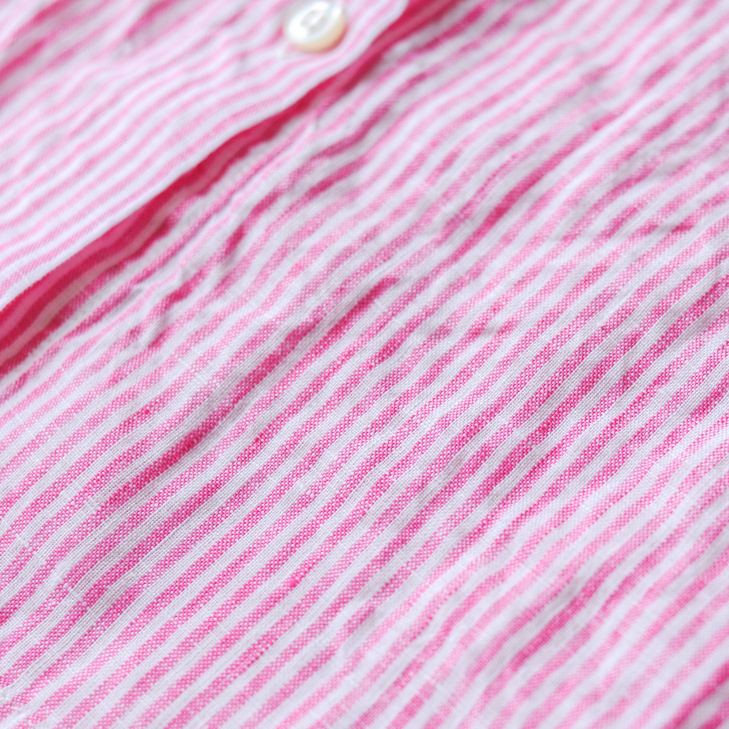 フレンチリネンストライプ半袖シャツ Off White × Pink