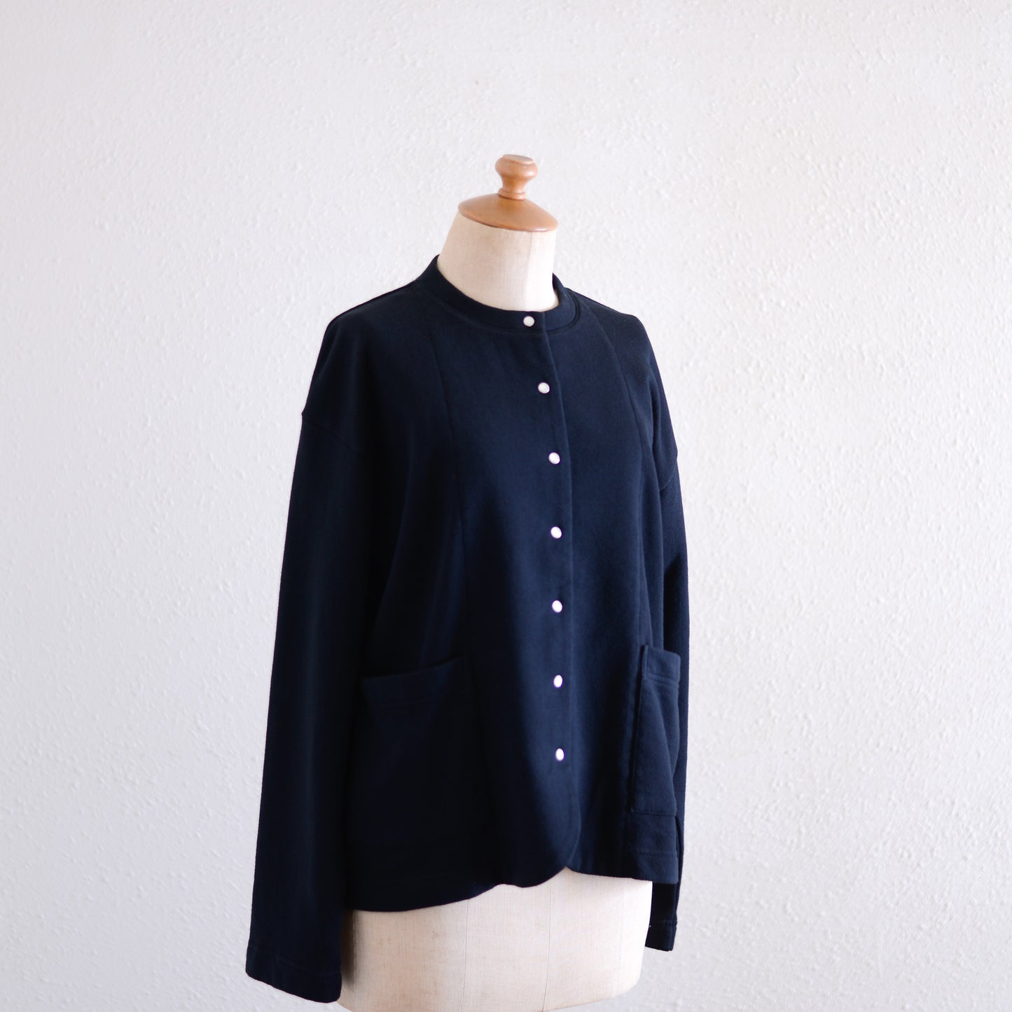 Cotton wool snap cardigan in Black