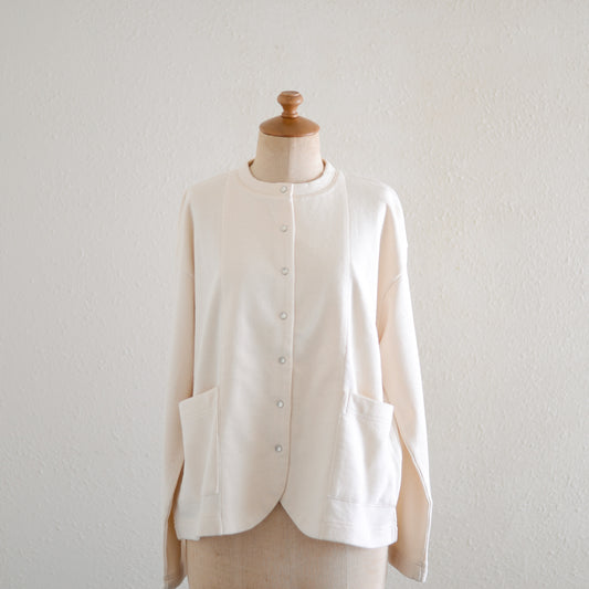 Cotton wool snap cardigan in off-white