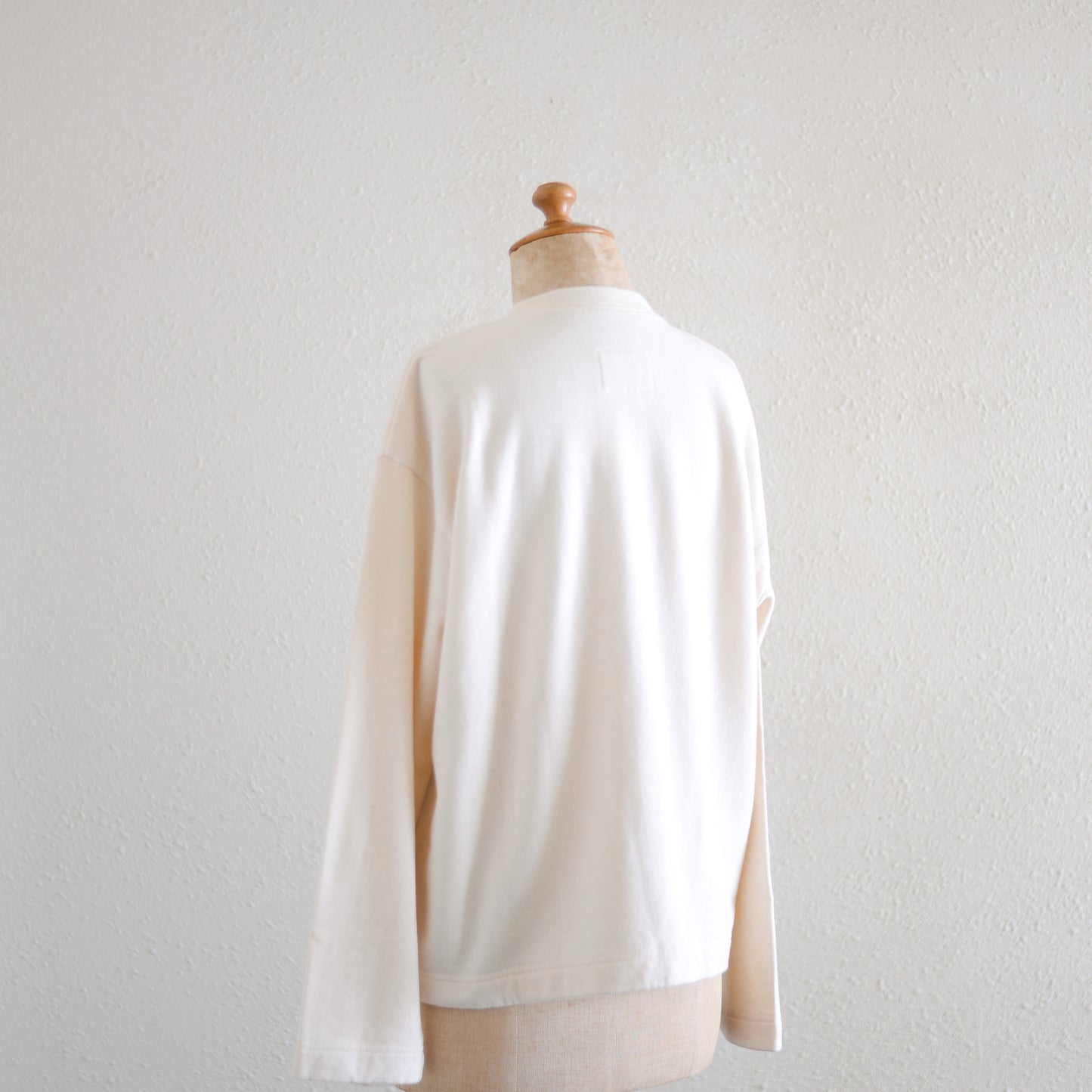 Cotton wool snap cardigan in off-white