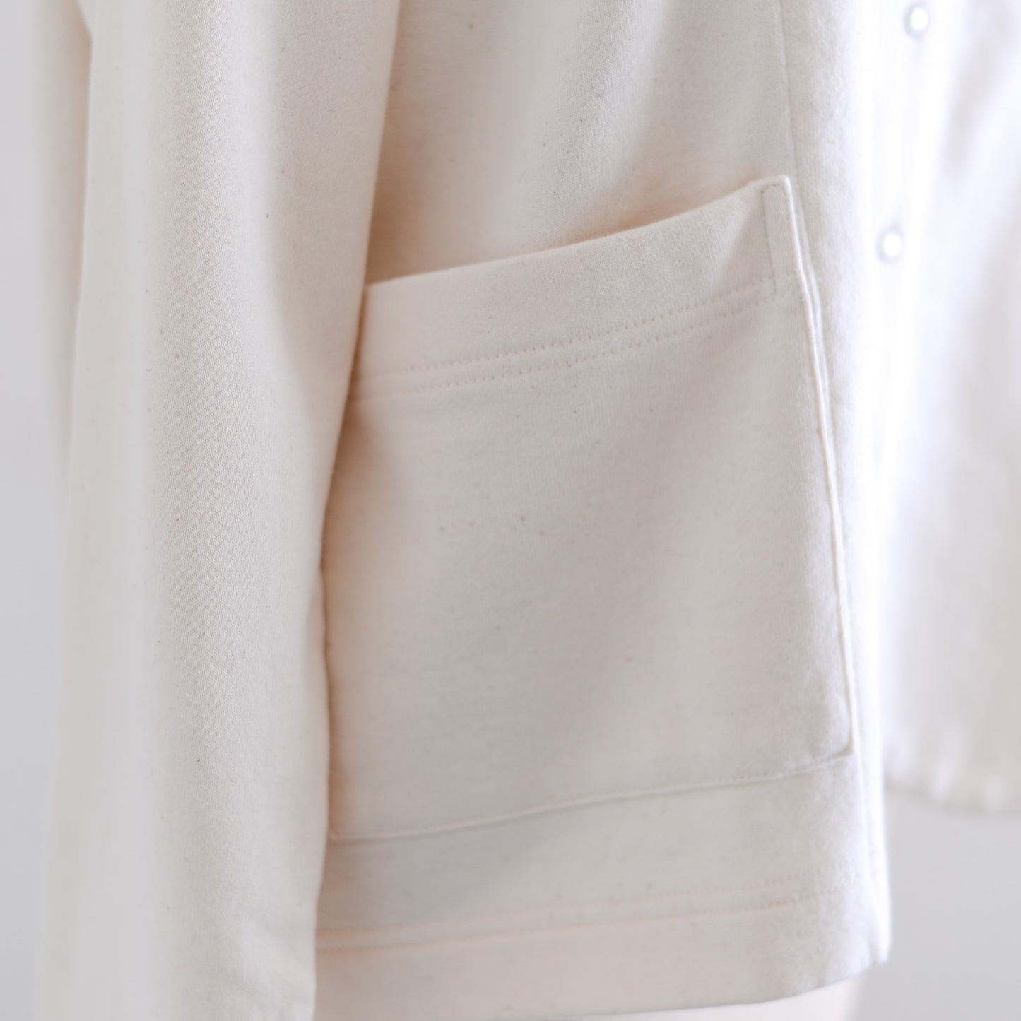 Cotton wool snap cardigan in off-white