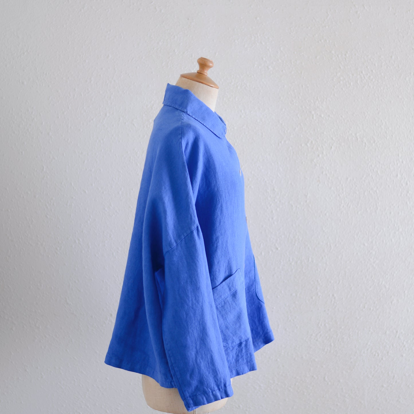 リネンラウンドカラージャケット Blue