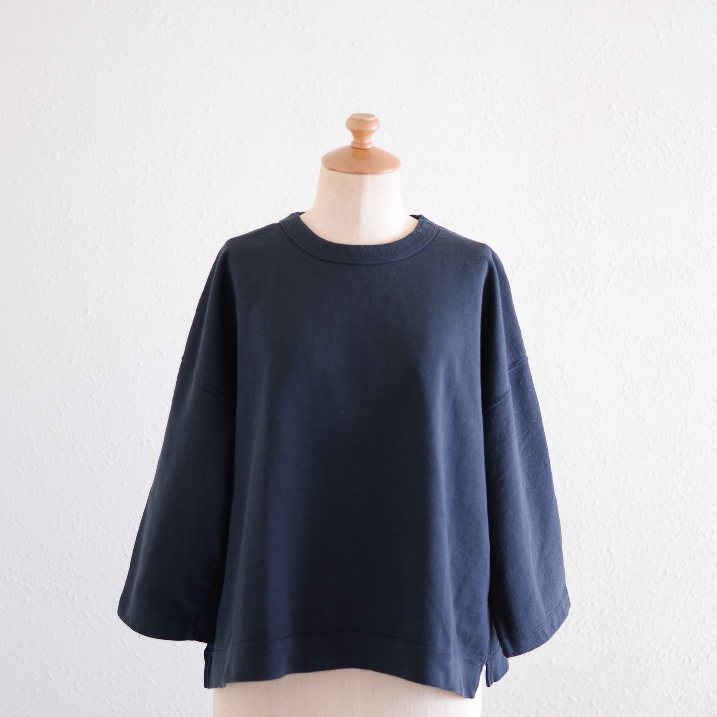 Cotton fleece box pullover in Black