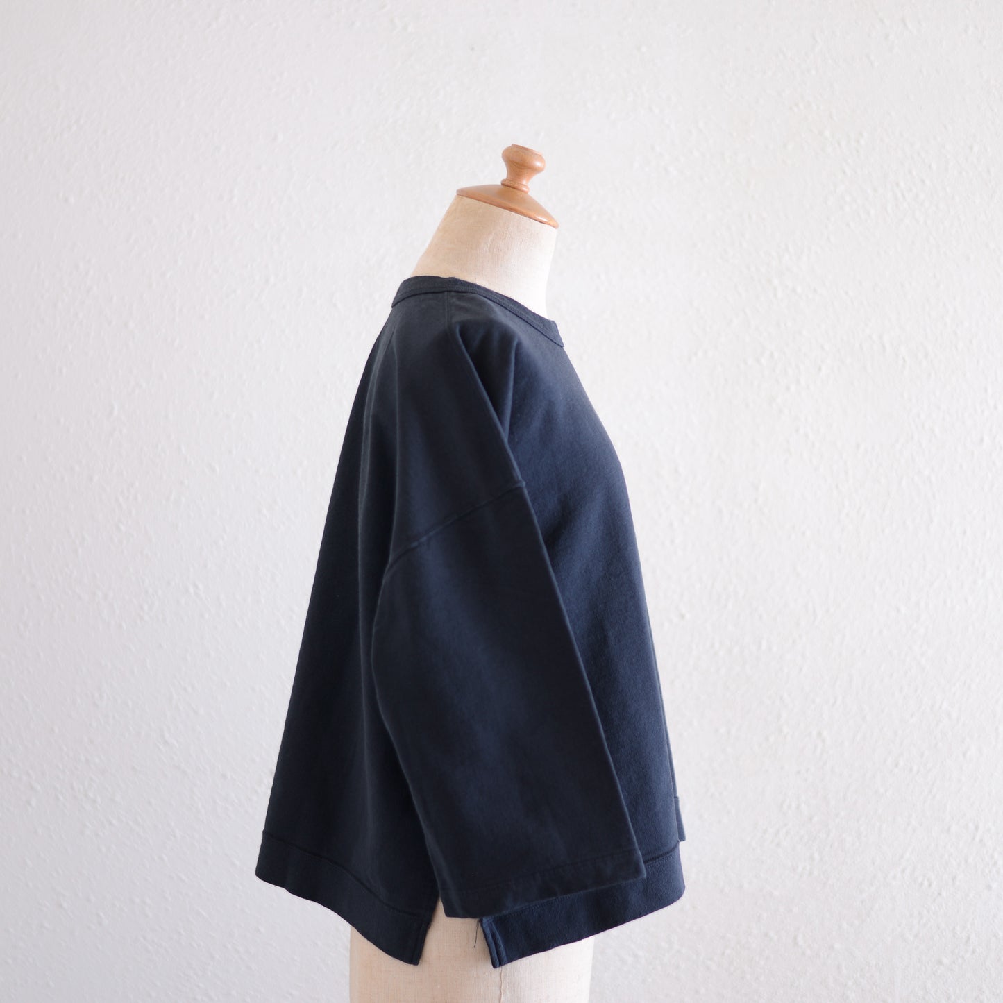 Cotton fleece box pullover in Black