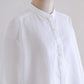 Linen cotton band collar shirt Off White