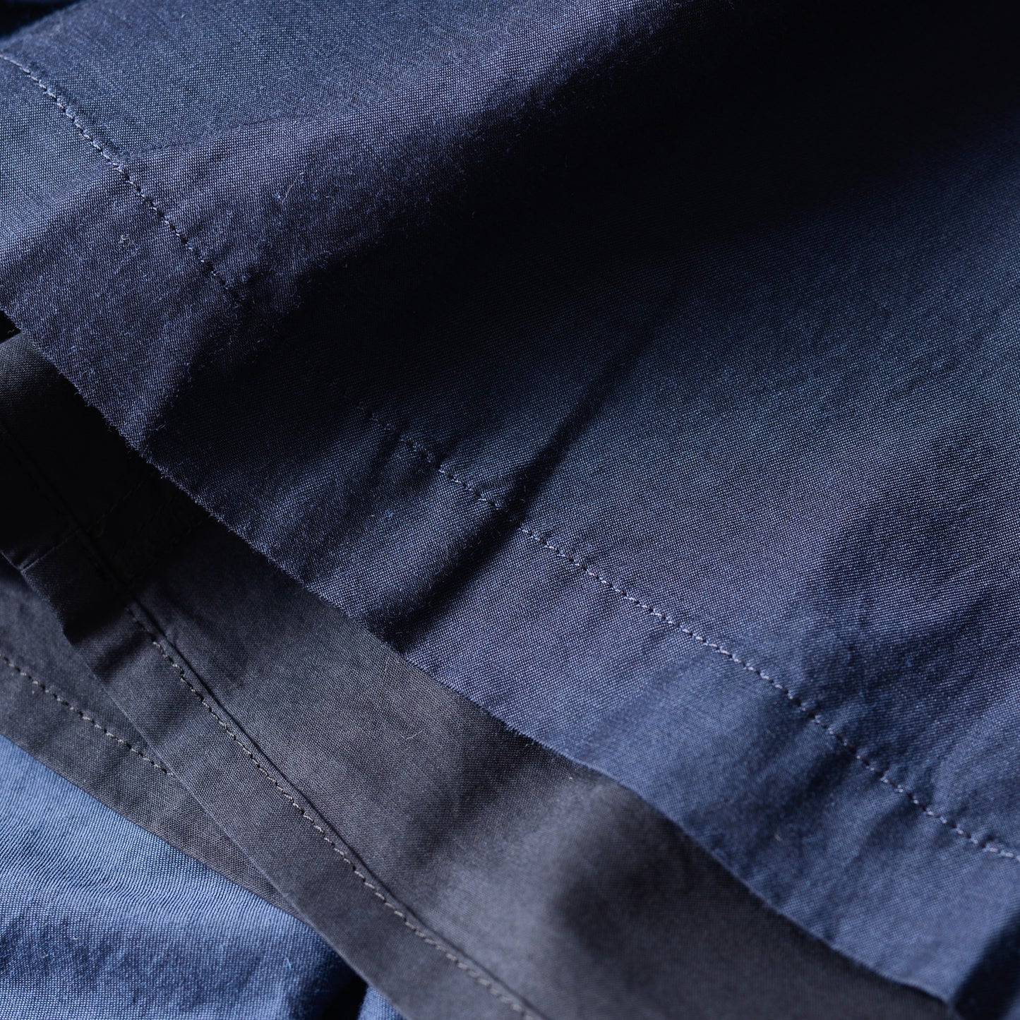 Cotton Cupro Wool Tuck Easy Skirt Black Navy