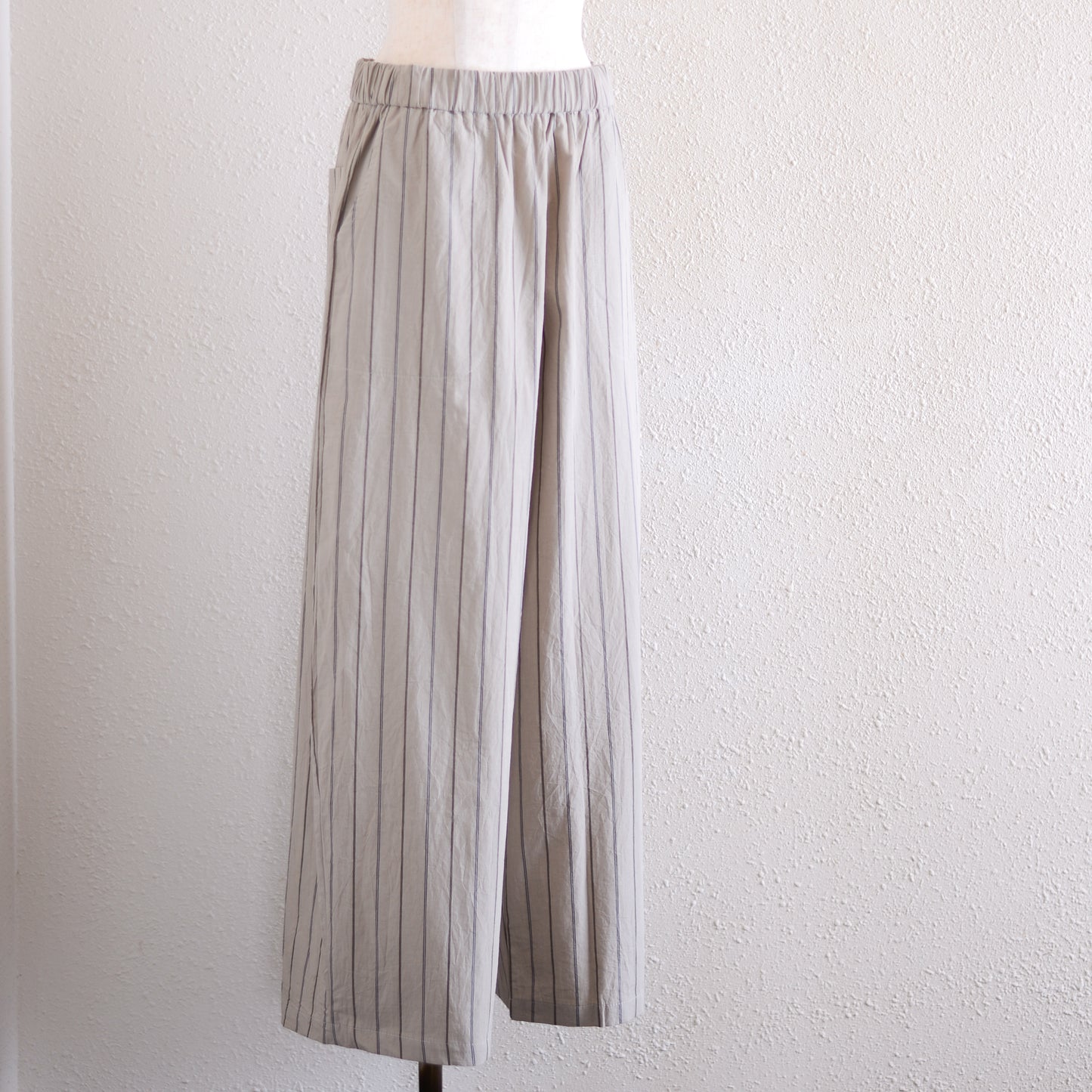 オーガニックコットンイージーストレートパンツ  Stripe