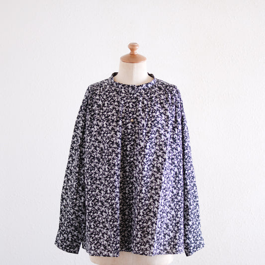 Cotton Cupra Flower Blouse Black