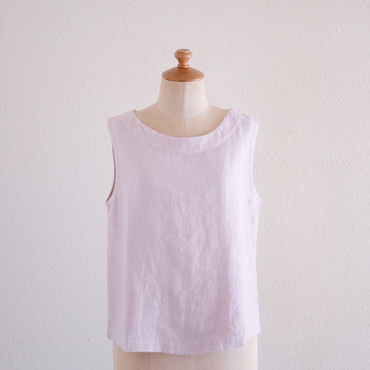 リネンボートネックスリーブレスプルオーバー Pink
