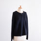 Cotton Cupro Wool Tuck Easy Skirt Black Navy