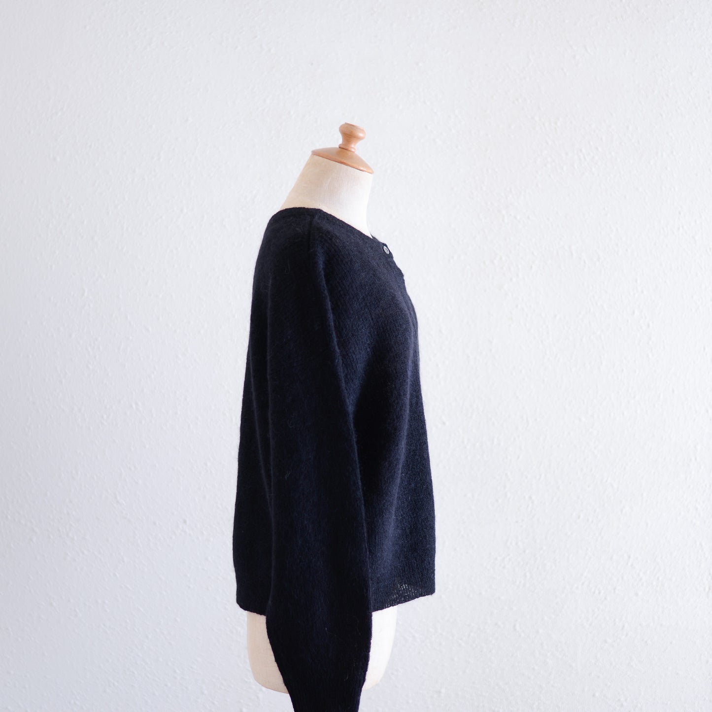 Cotton Cupro Wool Tuck Easy Skirt Black Navy
