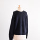 Cotton Cupro Wool Tuck Easy Skirt Black Navy