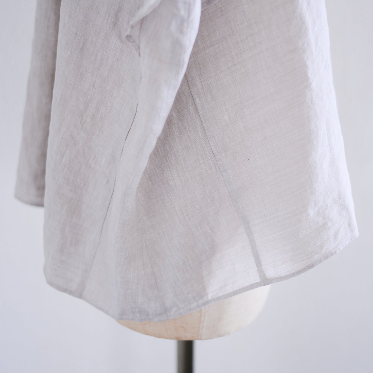 Linen Ramie Gathered Sleeve Blouse Beige