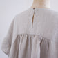 Linen Ramie Gathered Sleeve Blouse Beige
