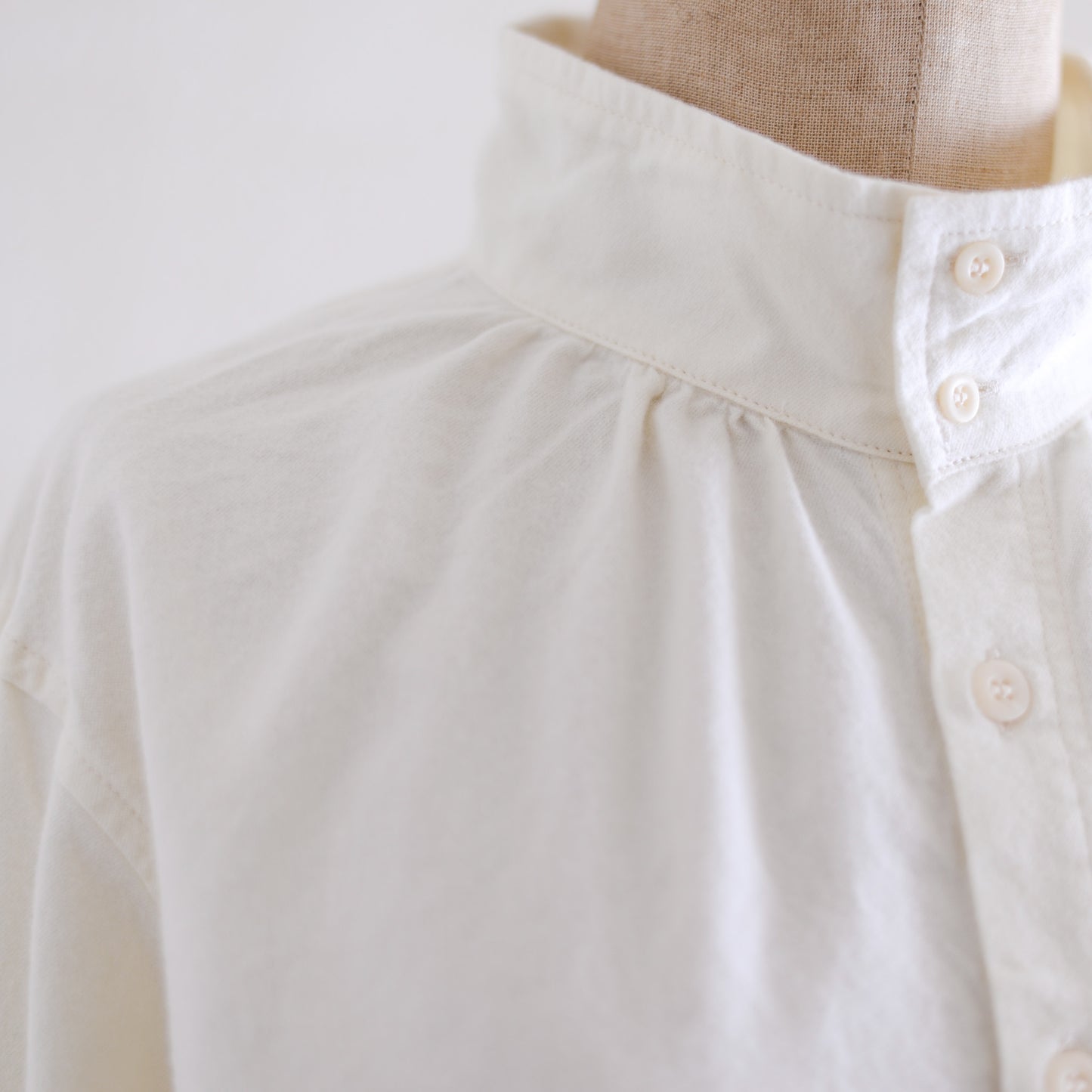 Brushed cotton high neck shirt Off White