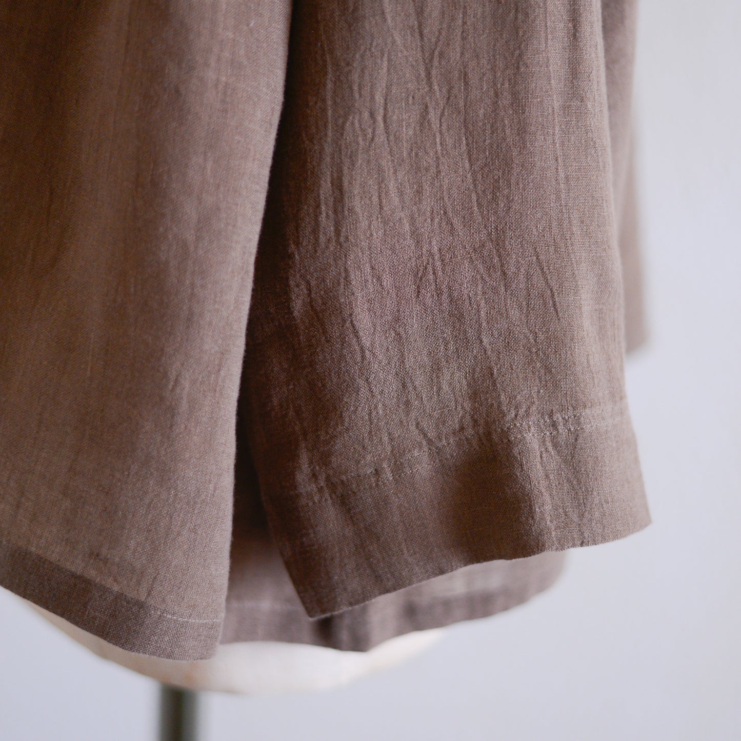 リネンクルーネック七分袖カーディガン Brown