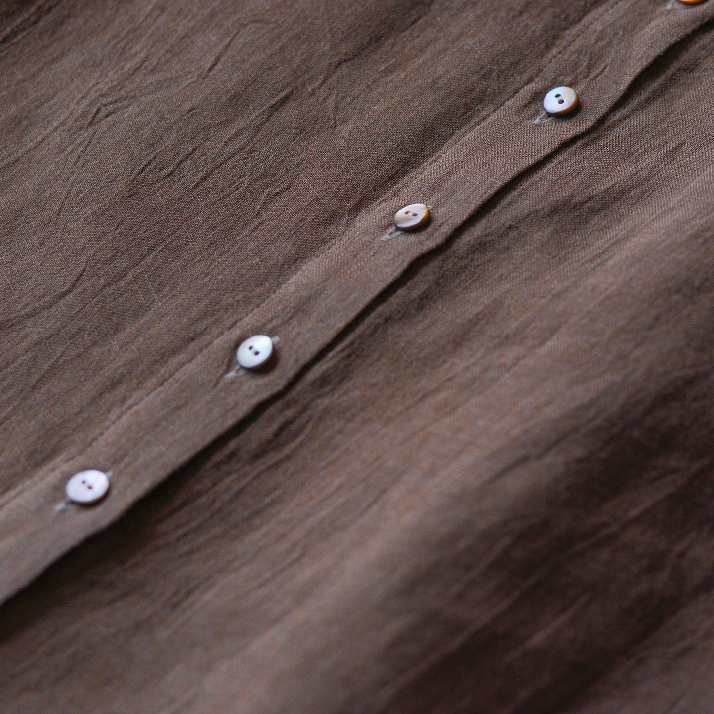 リネンクルーネック七分袖カーディガン Brown