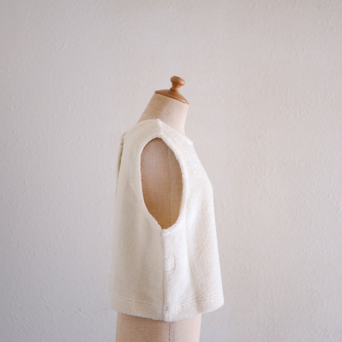Acrylic Cotton 2-Way Vest Off White