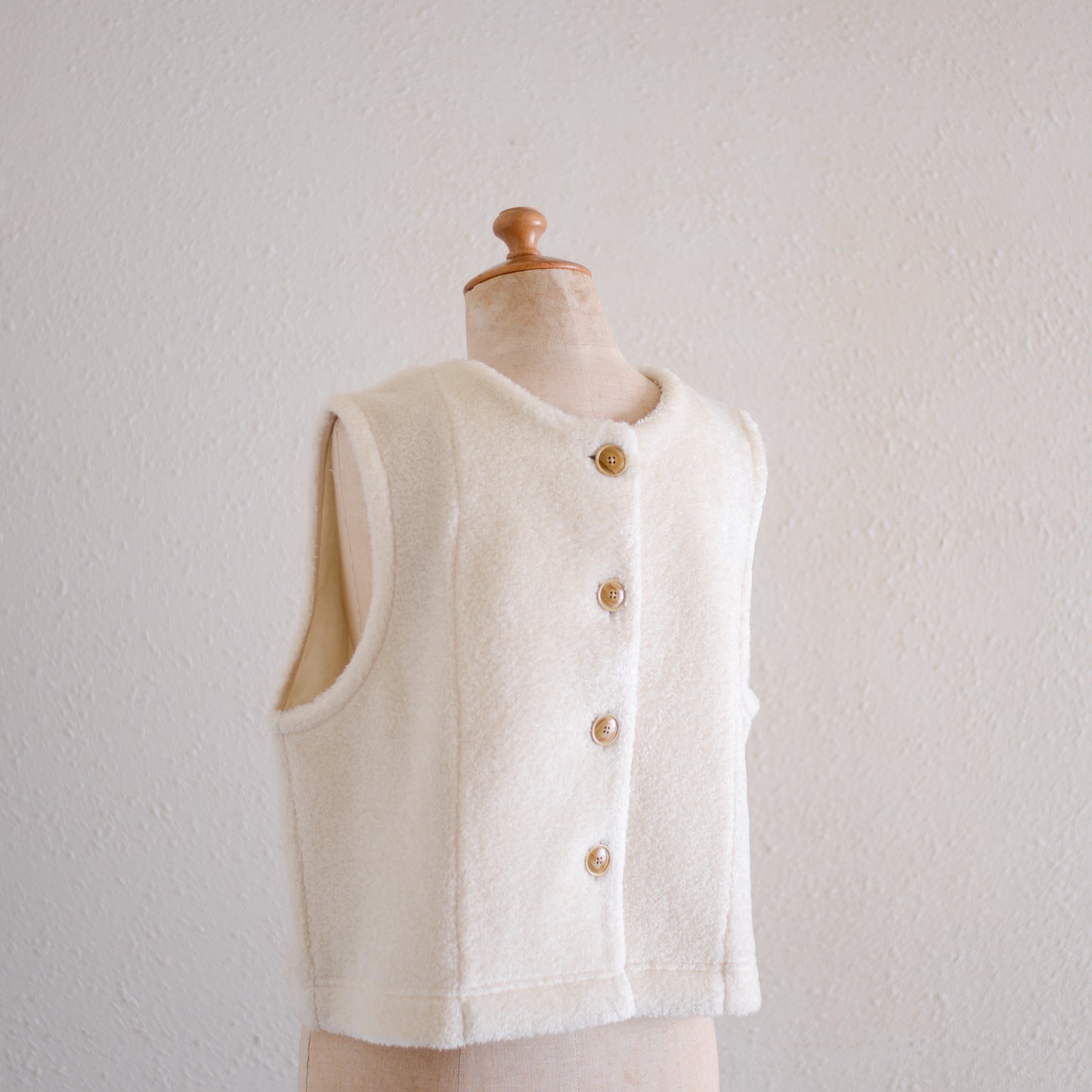 Acrylic Cotton 2-Way Vest Off White