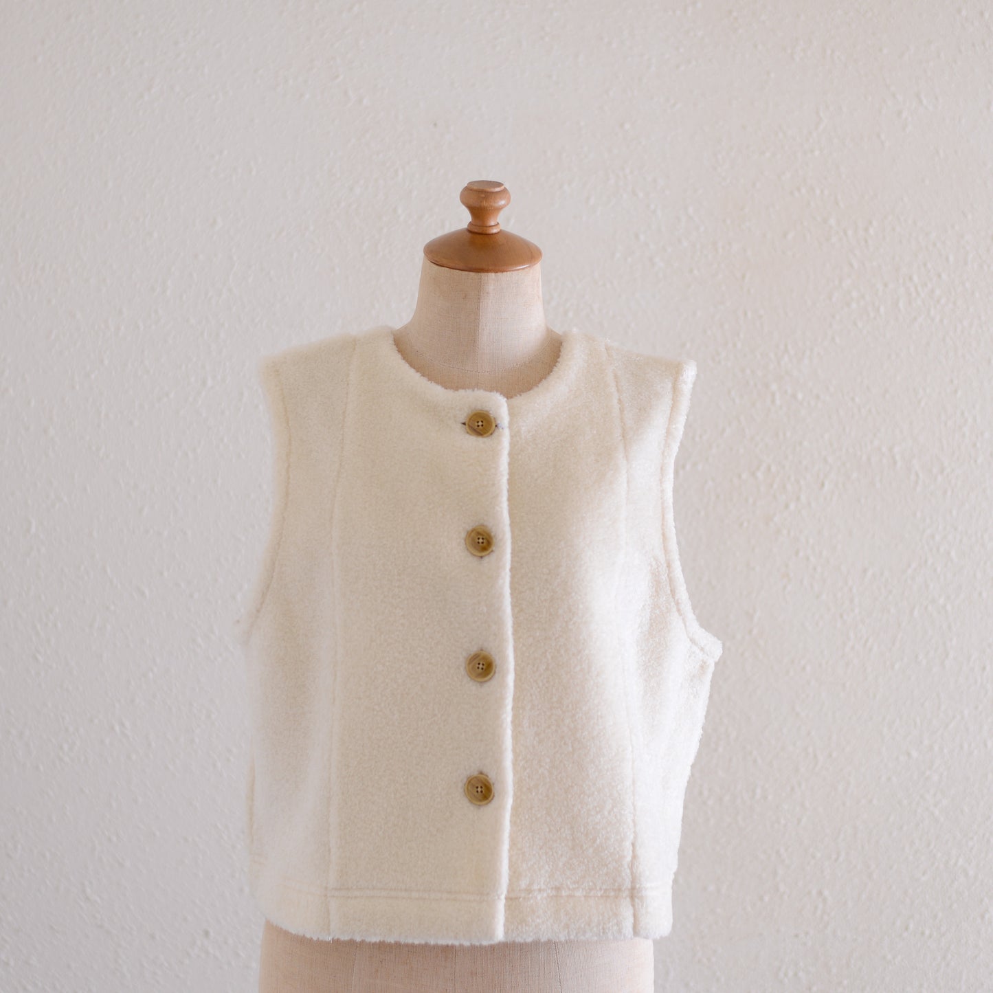 Acrylic Cotton 2-Way Vest Off White