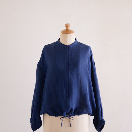 リネンジップアップジャケット Navy