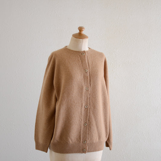 Wool and cashmere two-way cardigan in Camel