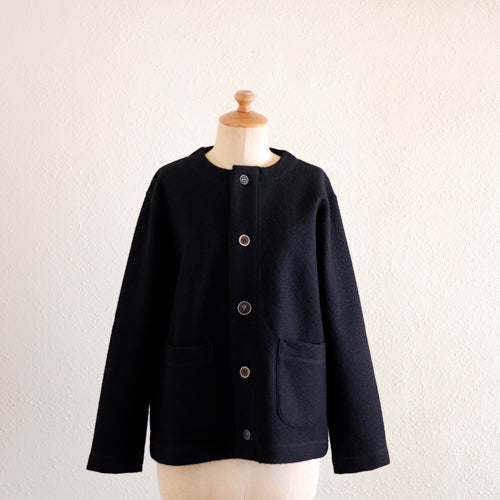 Wool Random Button Jacket Black