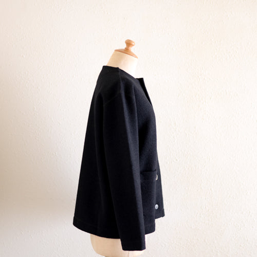 Wool Random Button Jacket Black