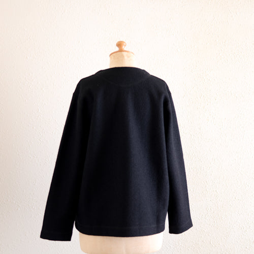 Wool Random Button Jacket Black