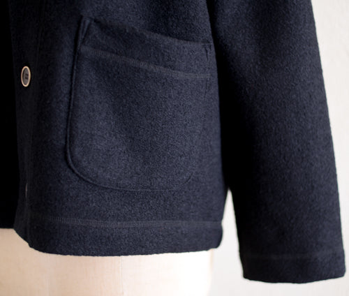 Wool Random Button Jacket Black